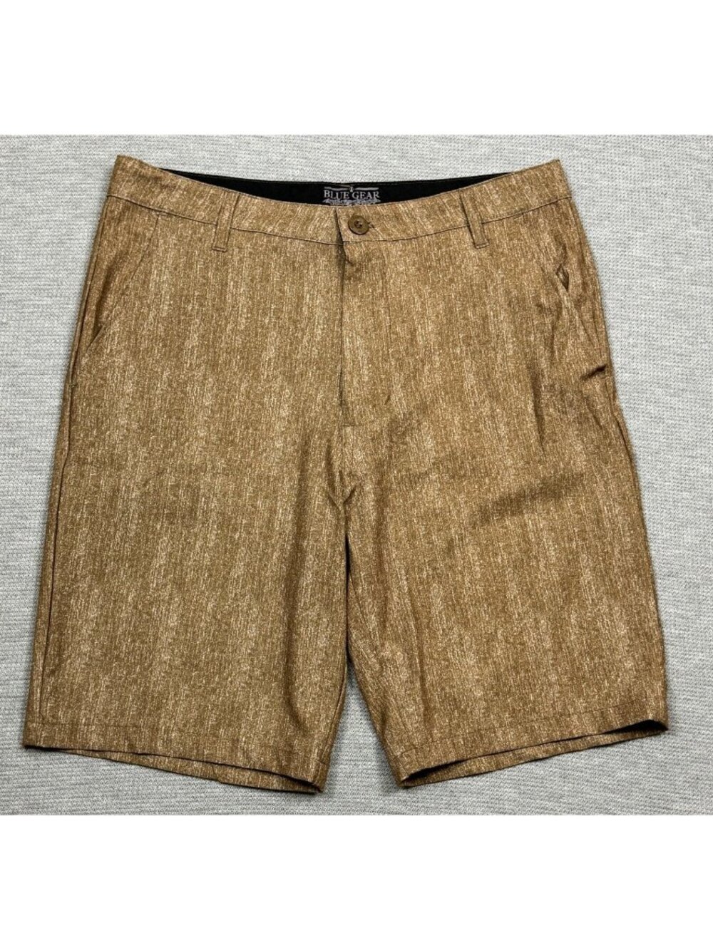 Blue Gear Shorts Mens Size 32 Heather Brown Flat Front Pockets Lightweight